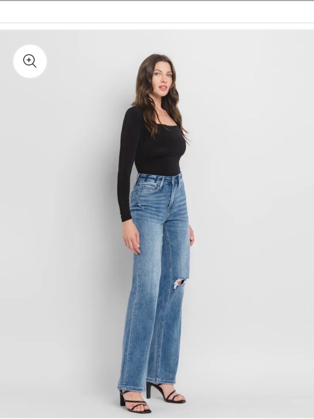 VERVET Blue Light Wash Denim Jeans with Mustard Top Accent - Picture 4 of 8